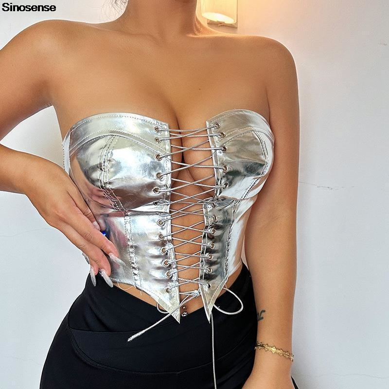 Strapless Bra Backless - Bustier tubulaire en cuir PU pour